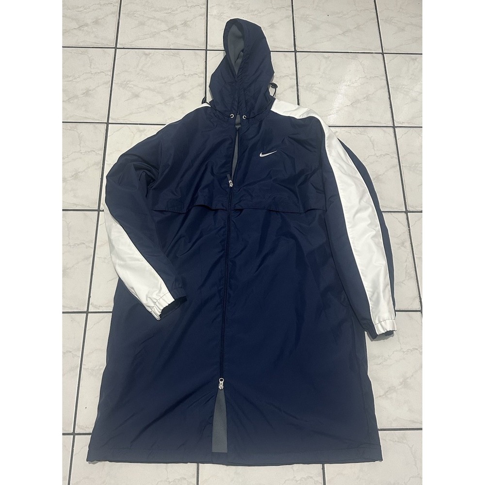 Nike Unisex Adult Blue Parka Jacket Fleece Lined Sz XL Hoodie Jacket Y2K Warm